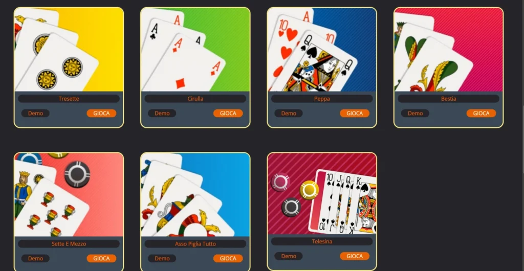 Giochi italiani di carte su Big Casino