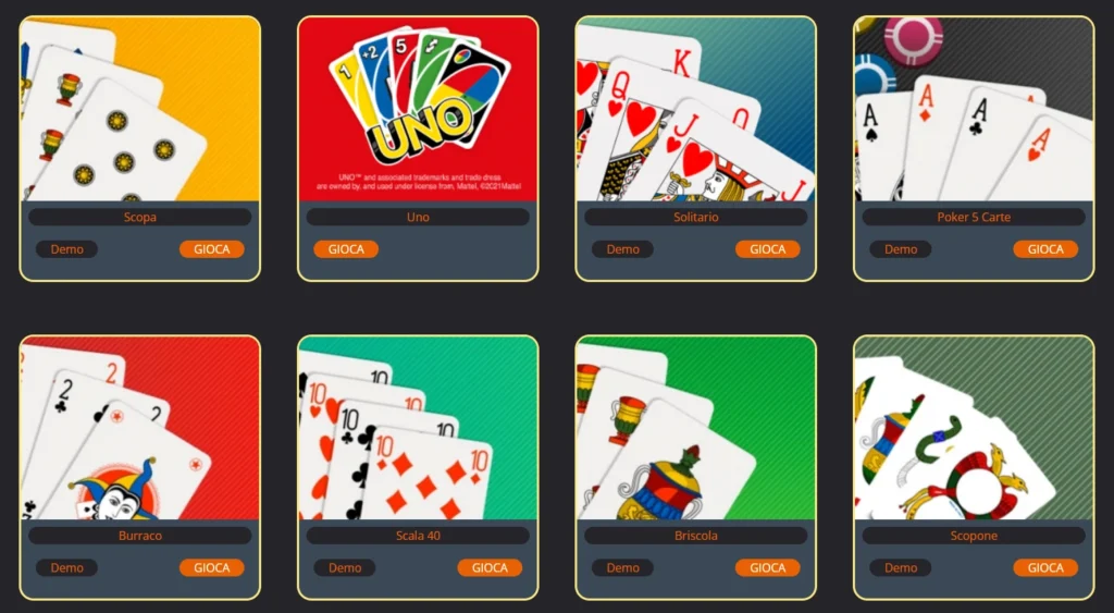 Giochi italiani di carte su Big Casino