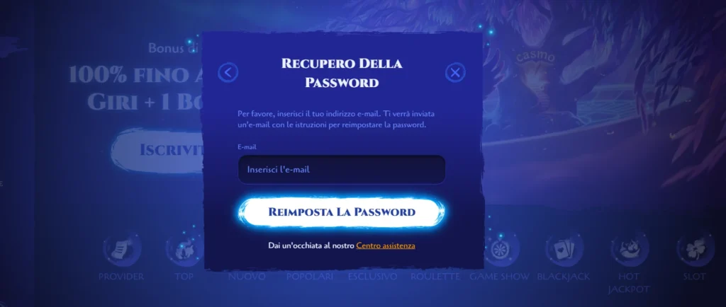 Spinight Casino password dimenticata