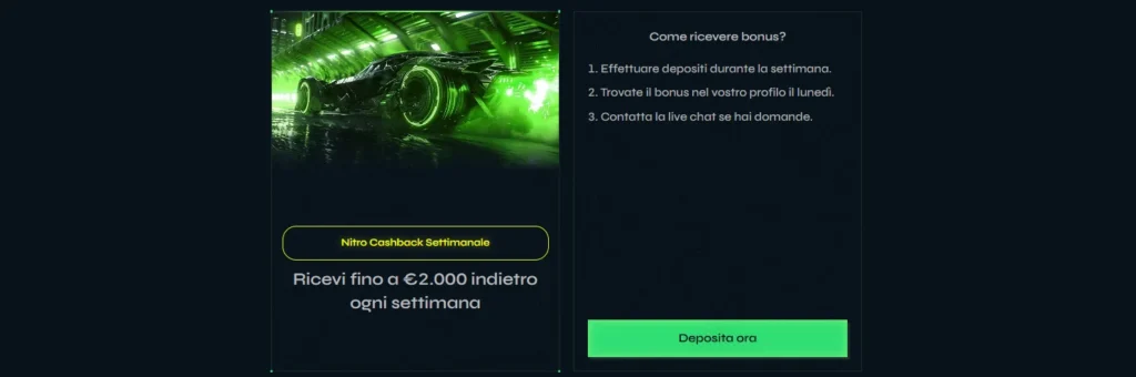 promozioni di nitrobet cashback