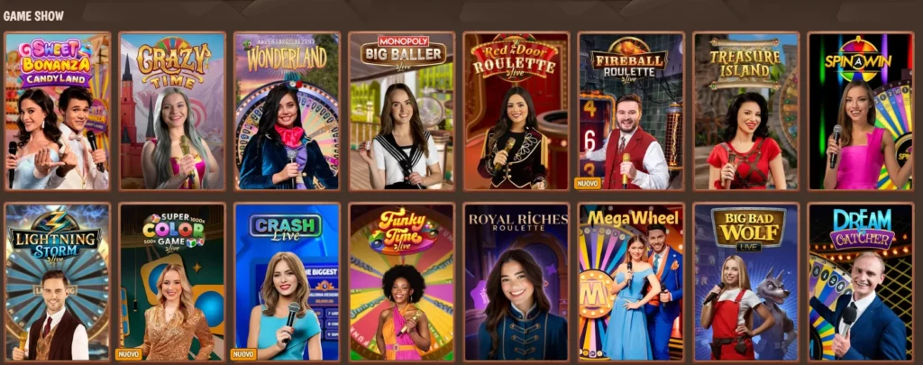 scelta di gameshow su stonvegas
